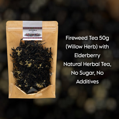 Fireweed Tea (Willow Herb) with Elderberry – 50g Natural Herbal Tea