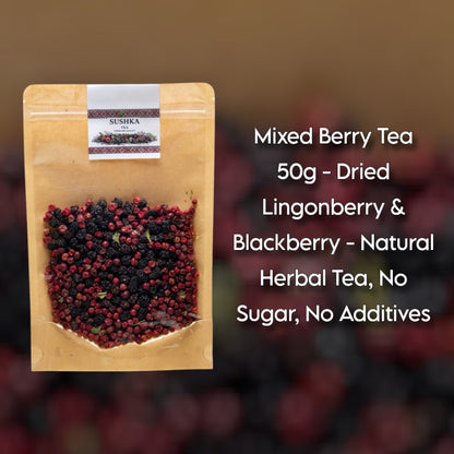 Mixed Berry Fruit Tea 50g – Dried Lingonberry & Blackberry – Natural Herbal Tea